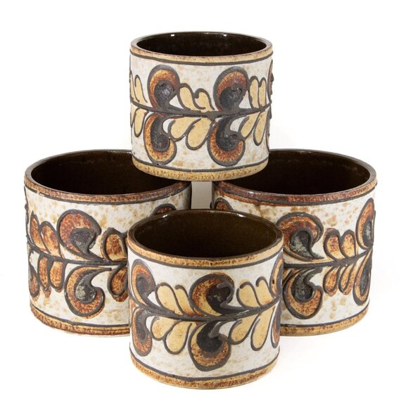 Mid Century West German Marei Keramik Brown Floral Motif | Planter Pot 1960's - Picture 1 of 10